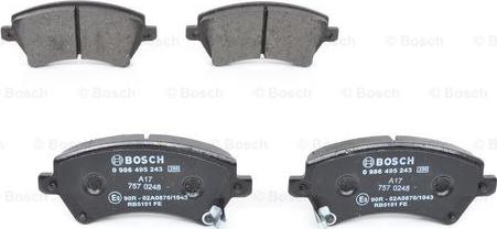 BOSCH 0 986 495 243 - Kit pastiglie freno, Freno a disco autozon.pro