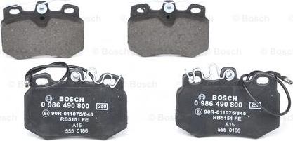 BOSCH 0 986 490 800 - Kit pastiglie freno, Freno a disco autozon.pro