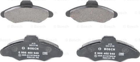 BOSCH 0 986 460 949 - Kit pastiglie freno, Freno a disco autozon.pro