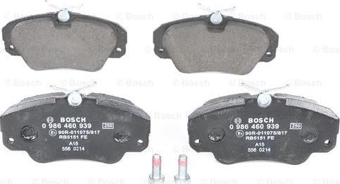 BOSCH 0 986 460 939 - Kit pastiglie freno, Freno a disco autozon.pro