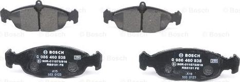 BOSCH 0 986 460 938 - Kit pastiglie freno, Freno a disco autozon.pro