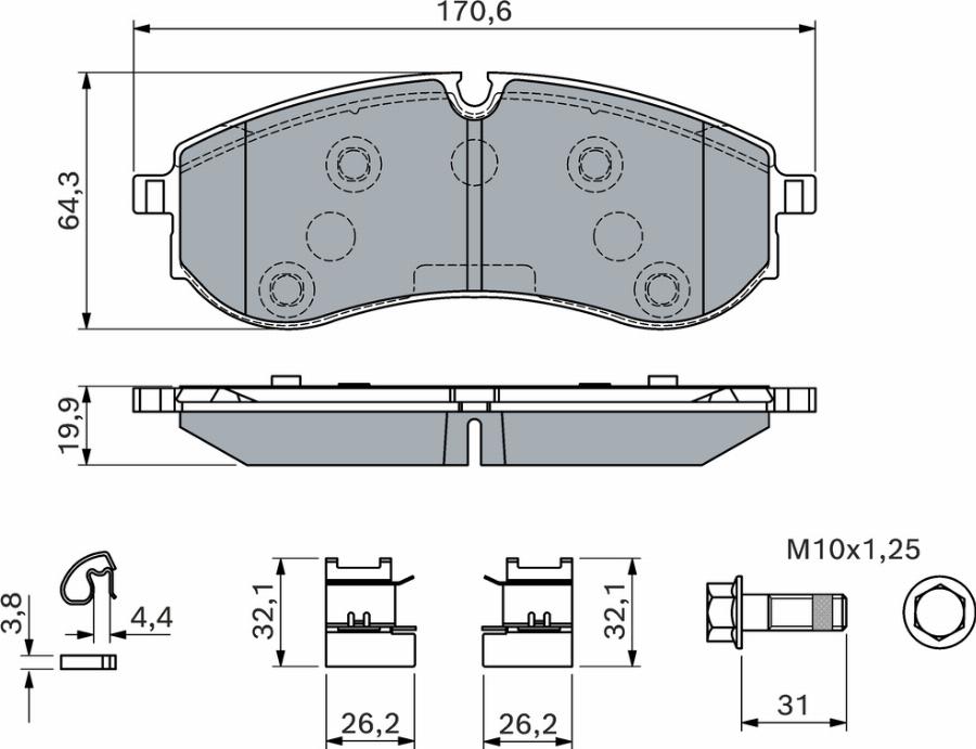 BOSCH 0 986 460 115 - Kit pastiglie freno, Freno a disco autozon.pro