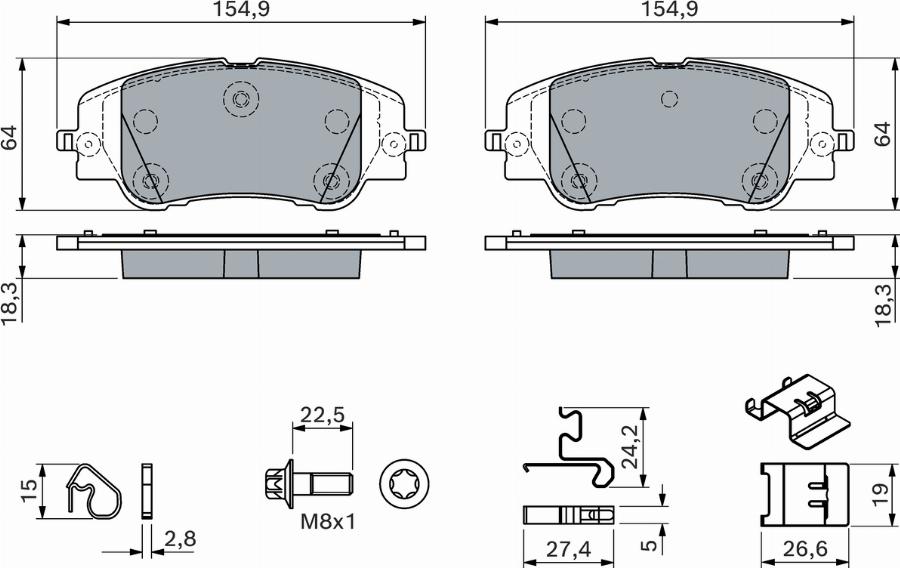 BOSCH 0 986 460 291 - Kit pastiglie freno, Freno a disco autozon.pro