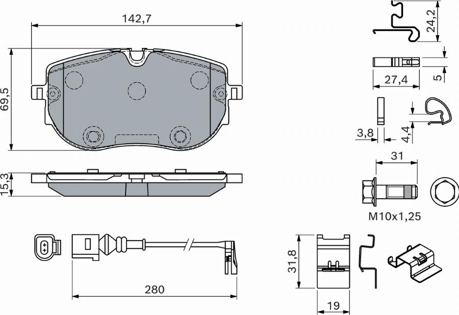 BOSCH 0 986 460 201 - Kit pastiglie freno, Freno a disco autozon.pro