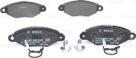 BOSCH 0 986 424 455 - Kit pastiglie freno, Freno a disco autozon.pro