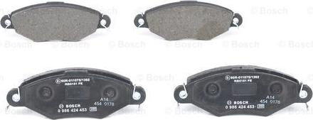 BOSCH 0 986 424 453 - Kit pastiglie freno, Freno a disco autozon.pro