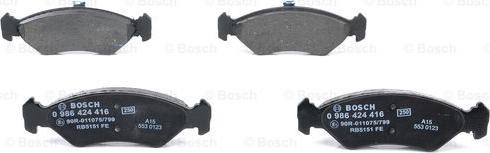 BOSCH 0 986 424 416 - Kit pastiglie freno, Freno a disco autozon.pro