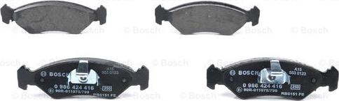 BOSCH 0 986 424 416 - Kit pastiglie freno, Freno a disco autozon.pro