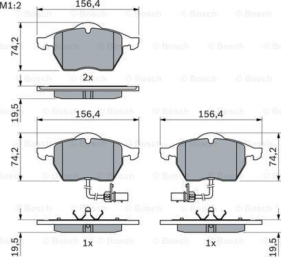 BOSCH 0 986 424 482 - Kit pastiglie freno, Freno a disco autozon.pro