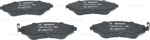 BOSCH 0 986 424 474 - Kit pastiglie freno, Freno a disco autozon.pro