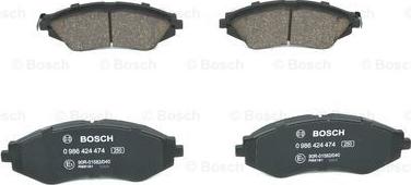 BOSCH 0 986 424 474 - Kit pastiglie freno, Freno a disco autozon.pro