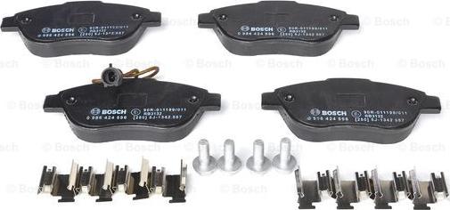 BOSCH 0 986 424 596 - Kit pastiglie freno, Freno a disco autozon.pro