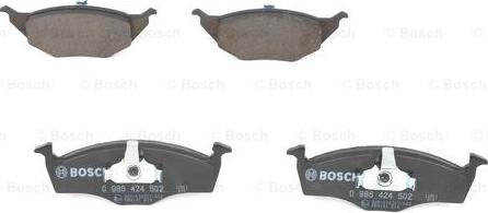 BOSCH 0 986 424 502 - Kit pastiglie freno, Freno a disco autozon.pro