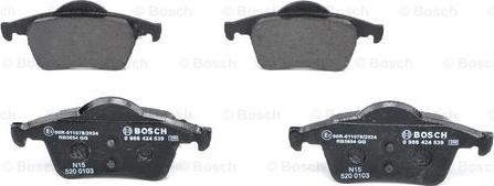 BOSCH 0 986 424 539 - Kit pastiglie freno, Freno a disco autozon.pro