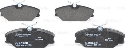 BOSCH 0 986 424 533 - Kit pastiglie freno, Freno a disco autozon.pro