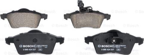 BOSCH 0 986 424 537 - Kit pastiglie freno, Freno a disco autozon.pro