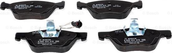 BOSCH 0 986 424 578 - Kit pastiglie freno, Freno a disco autozon.pro