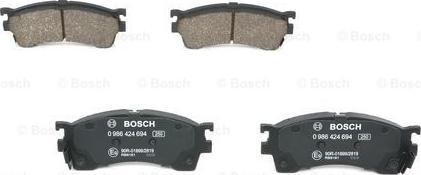 BOSCH 0 986 424 694 - Kit pastiglie freno, Freno a disco autozon.pro