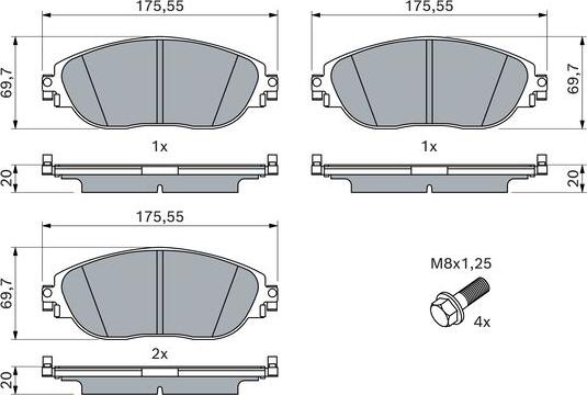 BOSCH 0 986 424 628 - Kit pastiglie freno, Freno a disco autozon.pro