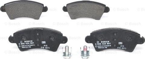 BOSCH 0 986 424 801 - Kit pastiglie freno, Freno a disco autozon.pro