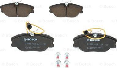 BOSCH 0 986 424 374 - Kit pastiglie freno, Freno a disco autozon.pro