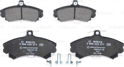 BOSCH 0 986 424 371 - Kit pastiglie freno, Freno a disco autozon.pro