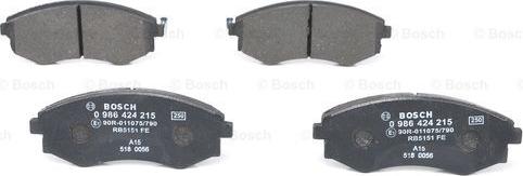 BOSCH 0 986 424 215 - Kit pastiglie freno, Freno a disco autozon.pro