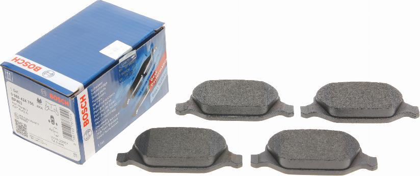 BOSCH 0 986 424 756 - Kit pastiglie freno, Freno a disco autozon.pro