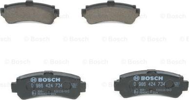 BOSCH 0 986 424 734 - Kit pastiglie freno, Freno a disco autozon.pro