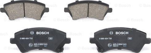 BOSCH 0 986 424 735 - Kit pastiglie freno, Freno a disco autozon.pro