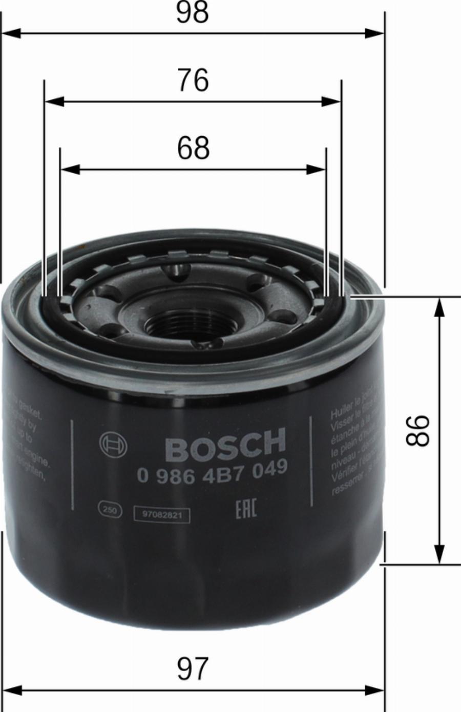 BOSCH 0 986 4B7 049 - Filtro olio autozon.pro