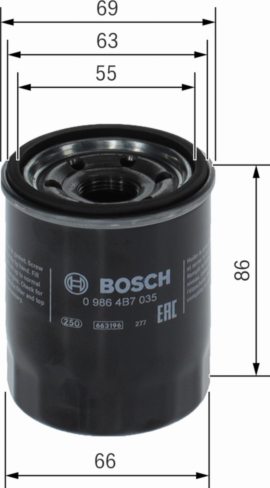 BOSCH 0 986 4B7 035 - Filtro olio autozon.pro