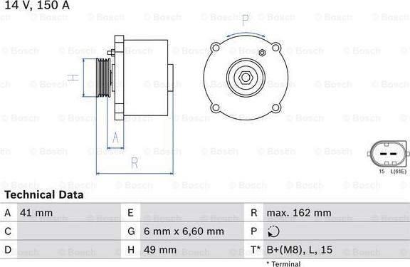 BOSCH 0 986 041 750 - Alternatore autozon.pro