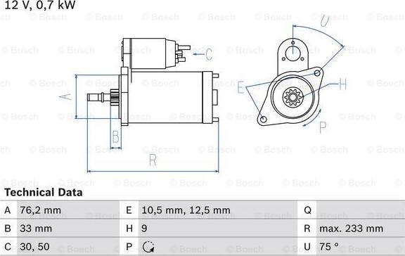 BOSCH 0 986 010 530 - Motorino d'avviamento autozon.pro