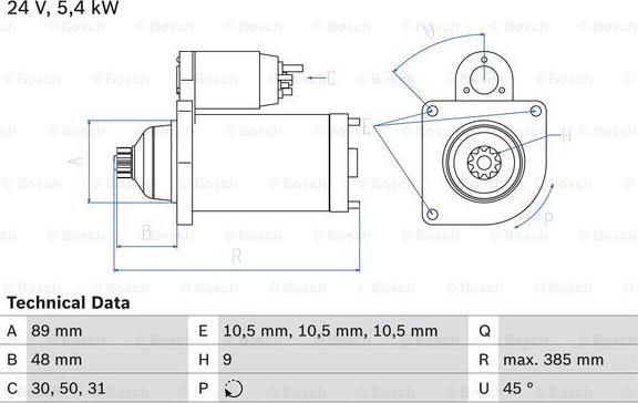 BOSCH 0 986 011 550 - Motorino d'avviamento autozon.pro