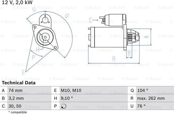 BOSCH 0 986 017 500 - Motorino d'avviamento autozon.pro