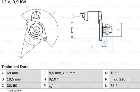 BOSCH 0 986 017 120 - Motorino d'avviamento autozon.pro