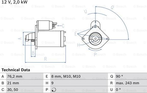 BOSCH 0 986 017 300 - Motorino d'avviamento autozon.pro