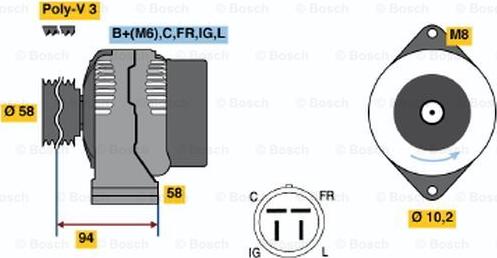 BOSCH 0 986 038 551 - Alternatore autozon.pro