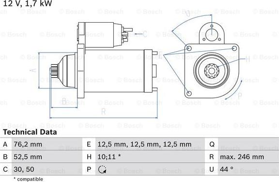 BOSCH 0 986 020 250 - Motorino d'avviamento autozon.pro