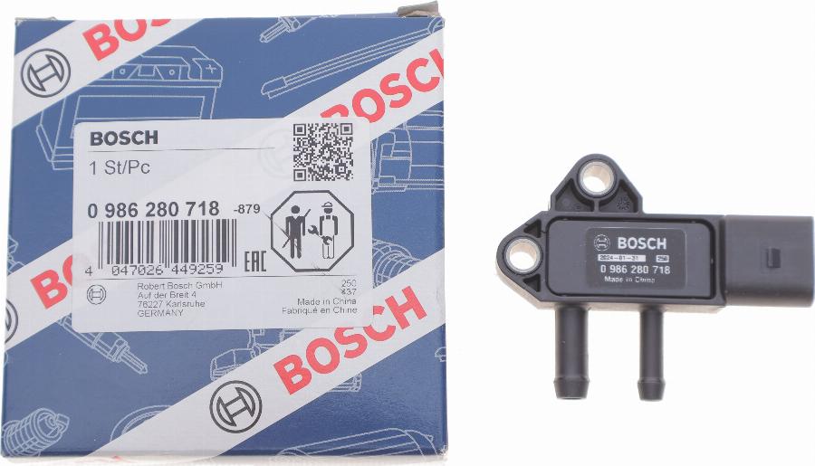 BOSCH 0 986 280 718 - Sensore, Pressione gas scarico autozon.pro