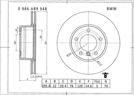 BOSCH 0 986 AB9 948 - Discofreno autozon.pro