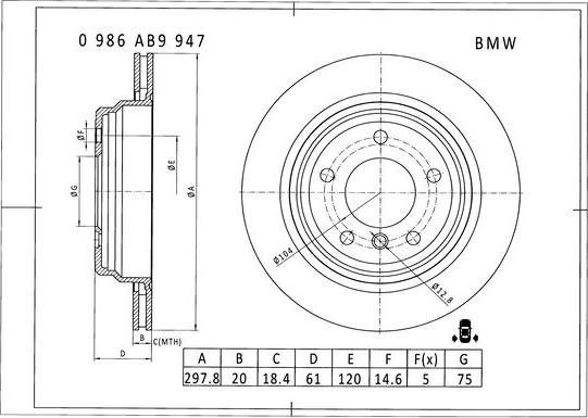 BOSCH 0 986 AB9 947 - Discofreno autozon.pro