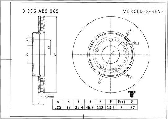 BOSCH 0 986 AB9 965 - Discofreno autozon.pro