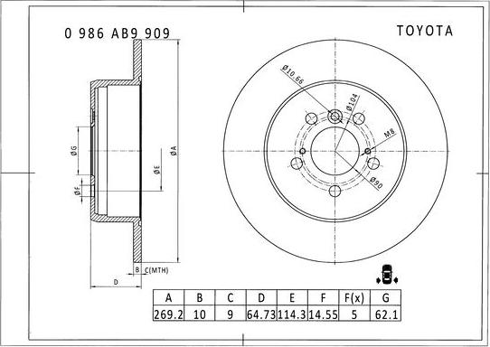 BOSCH 0 986 AB9 909 - Discofreno autozon.pro