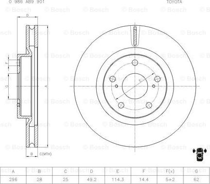 BOSCH 0 986 AB9 901 - Discofreno autozon.pro