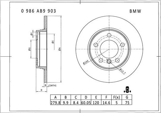 BOSCH 0 986 AB9 903 - Discofreno autozon.pro