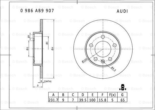 BOSCH 0 986 AB9 907 - Discofreno autozon.pro