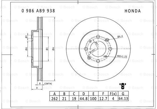 BOSCH 0 986 AB9 938 - Discofreno autozon.pro