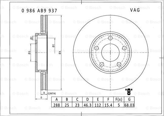 BOSCH 0 986 AB9 937 - Discofreno autozon.pro